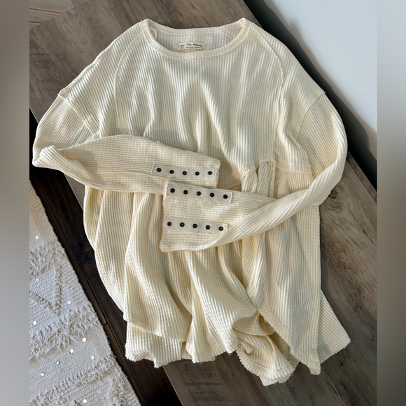 We The Free Cream Waffle Knit Sweatshirt - Picture 3 of 5